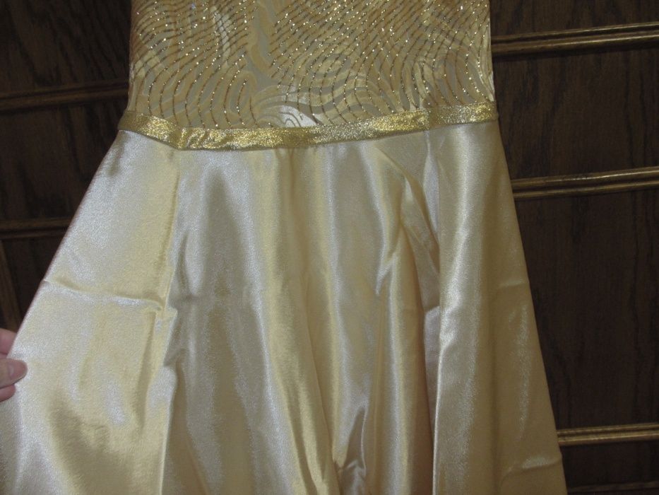 elegancka złota długa suknia roz.36