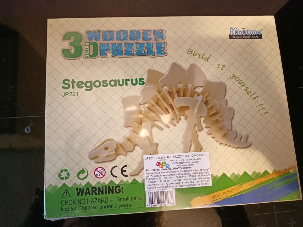 Wooden puzzle 3d dinozaur i pies