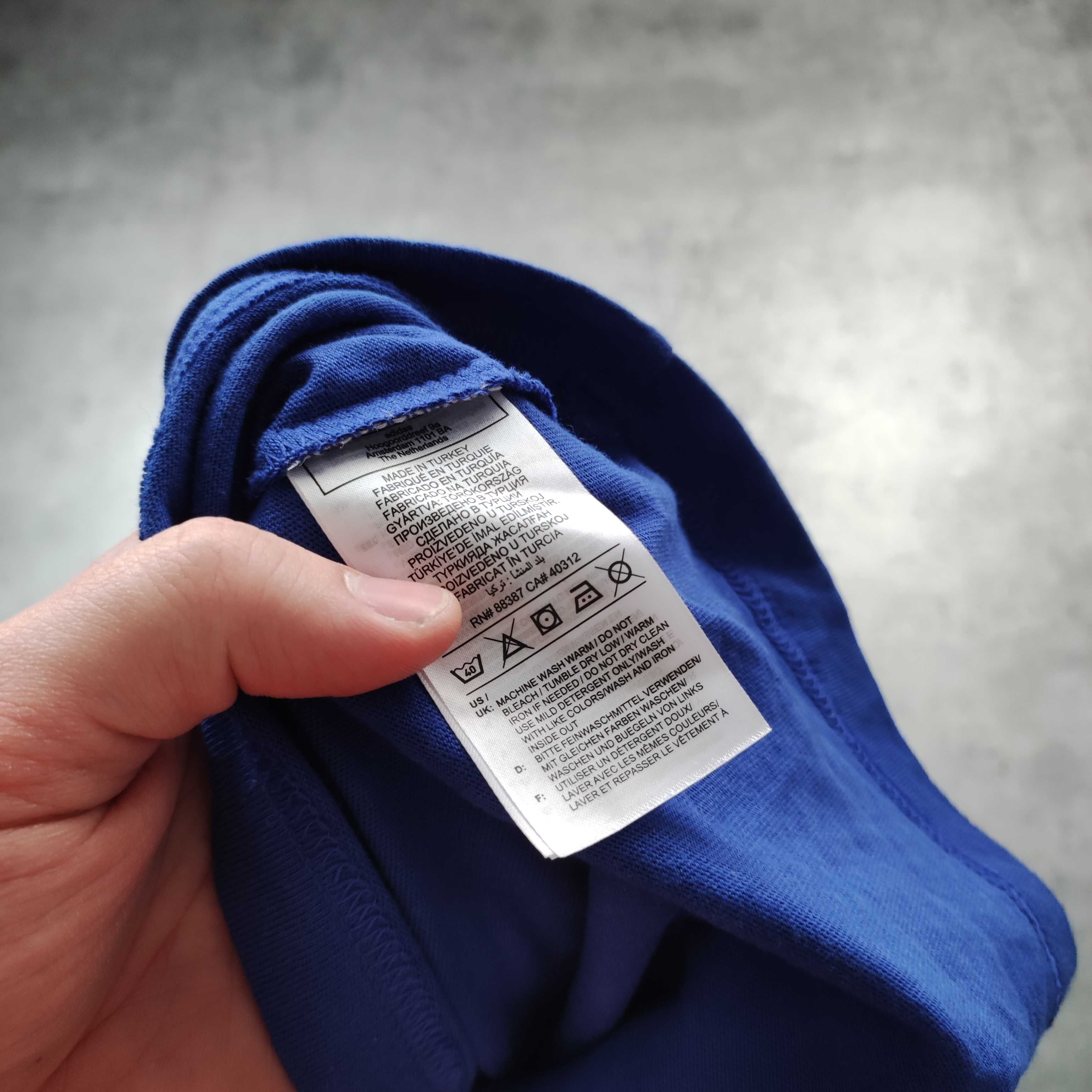 MĘSKA Koszulka Bawełna Granatowa Duże Logo Plecy Nadruk Adidas Letnia