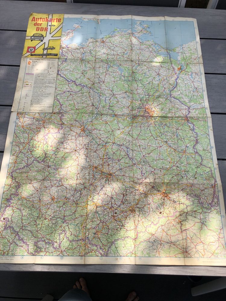 Stara mapa naścienna Niemiec DDR duża