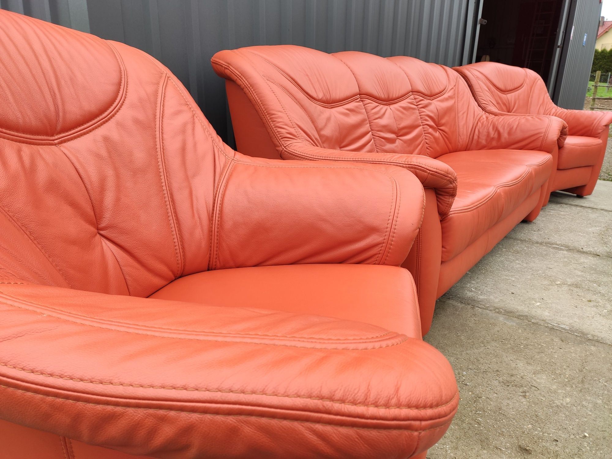 Sofa skórzana 3-osobowa+2 fotele-100% skóra naturalna! Super stan!