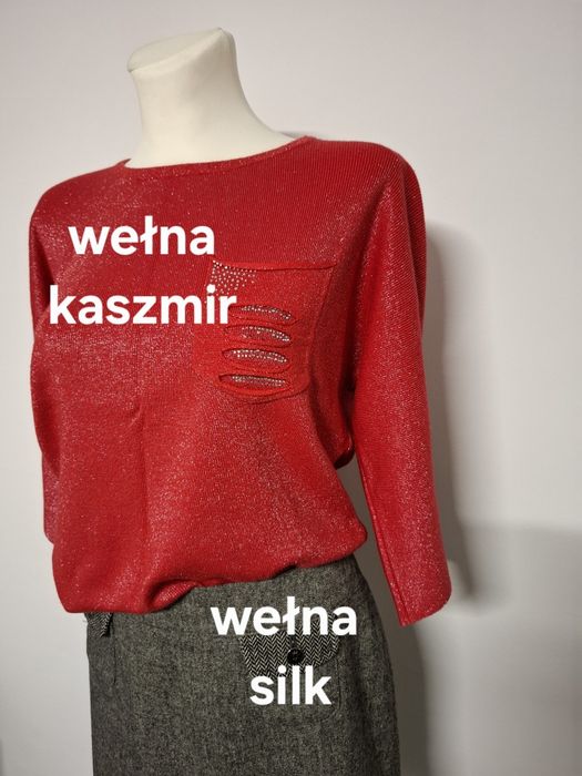 Cienki sweterek/bluzka damska wełna, kaszmir