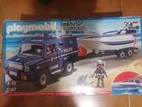 Carro de polícia com barco playmobil