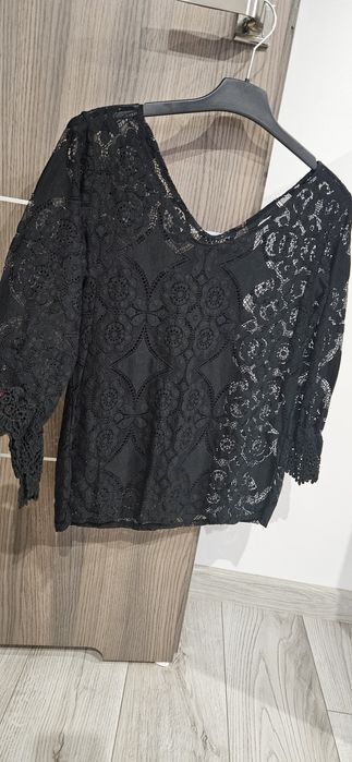 Czarna koronkowa bluzka mega seksowna prześwitująca koronkowa czarna