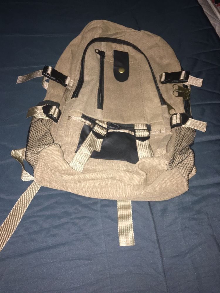 Mochila lona castanha unisex para estudante nova