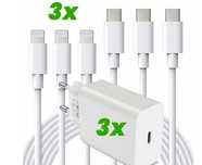 Zestaw kabli USB typ C - Apple Lightning iLikable + 3 ładowarki