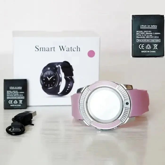 Годинник дитячий Smart watch V8 розовый с камерой и sim-картой