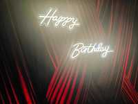 Happy Birthday napis neon Na skraju raju przyjęcie urodziny dekoracje