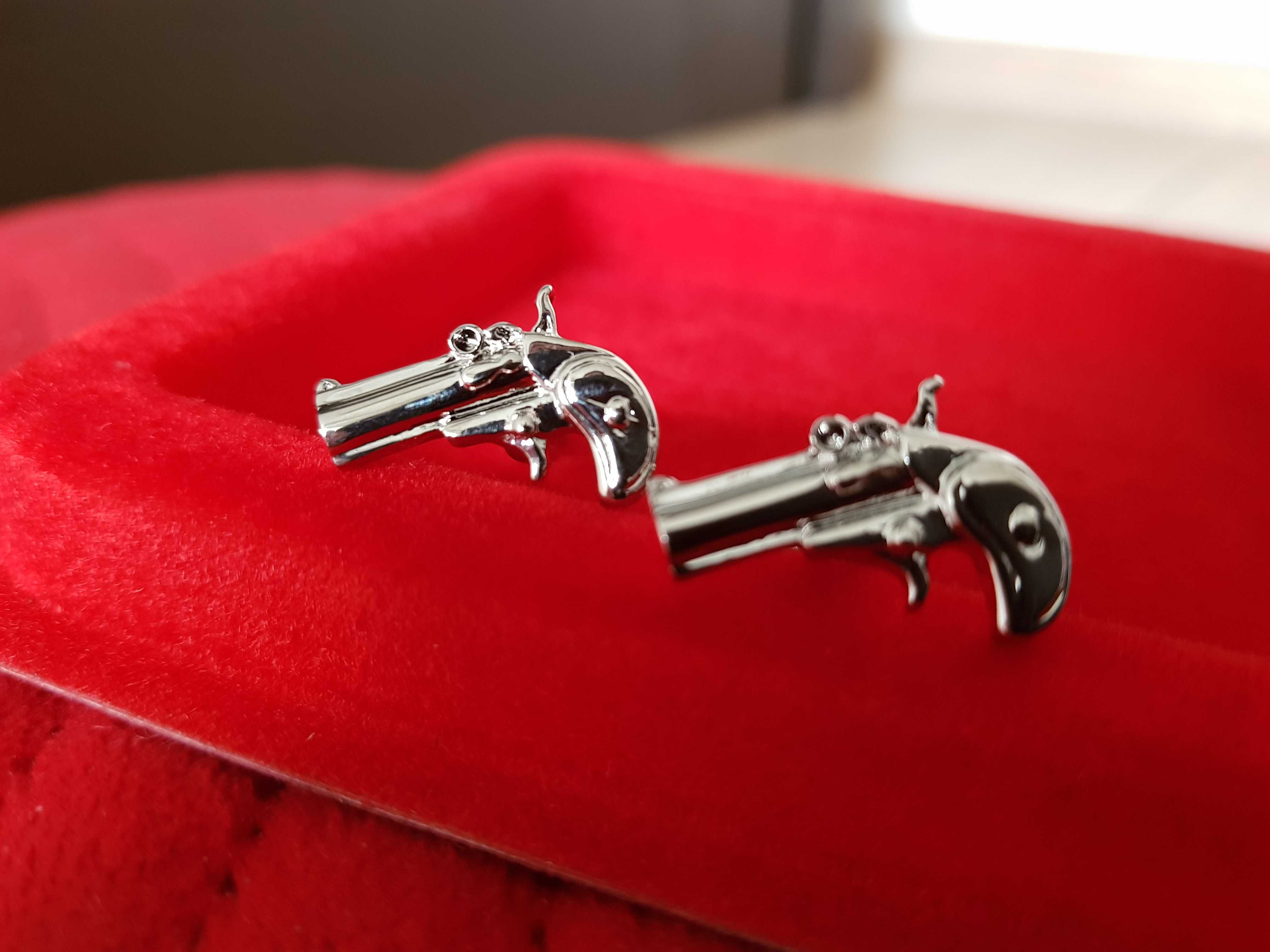 NOWE Spinki do mankietów spinki do koszuli Rewolwer Pistolet
