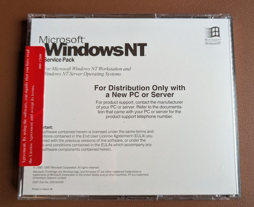 Microsoft Windows NT Service Pack 3 selado