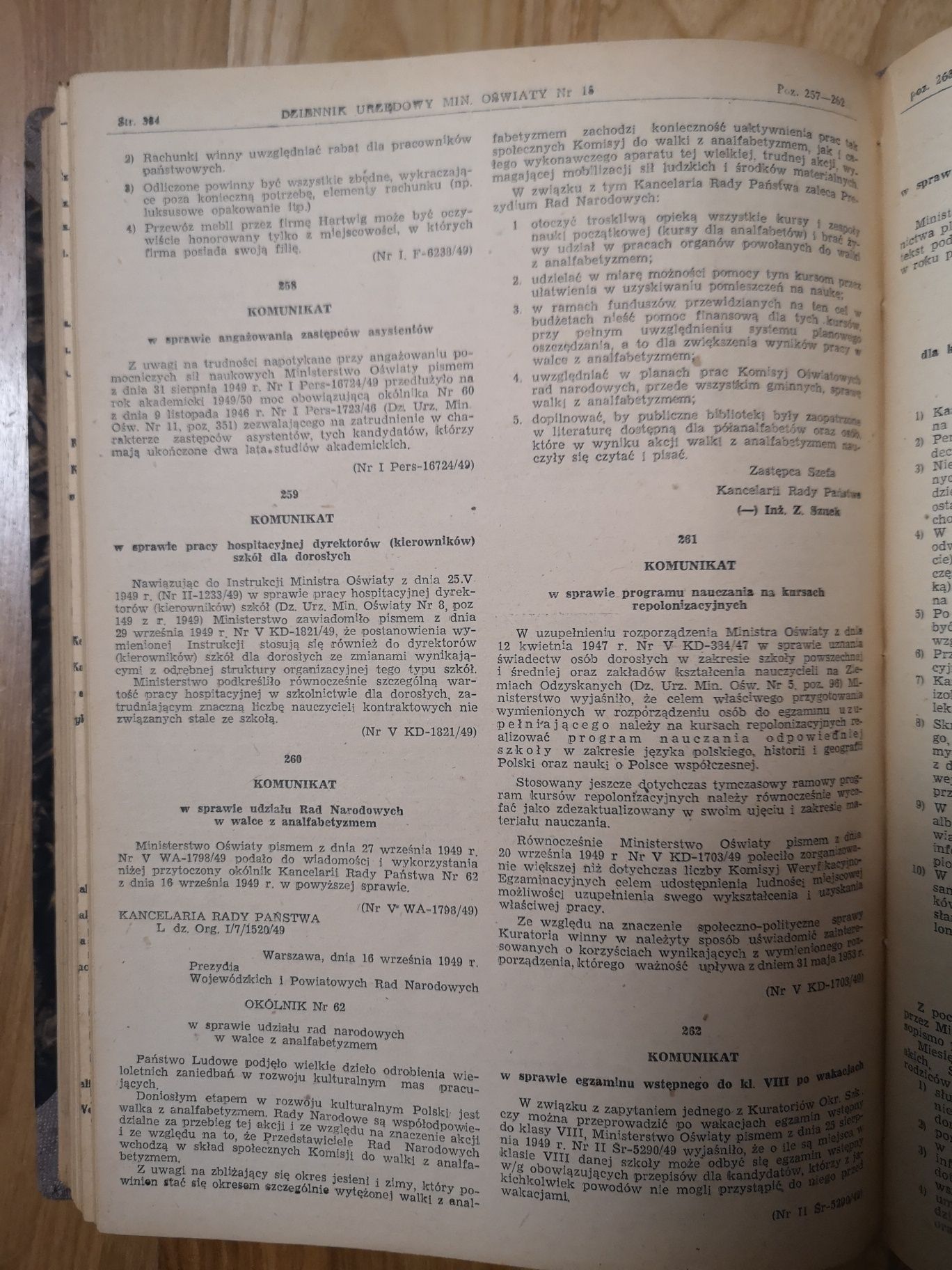 Dziennik Urzędowy Ministerstwa Oświaty rocznik 1949