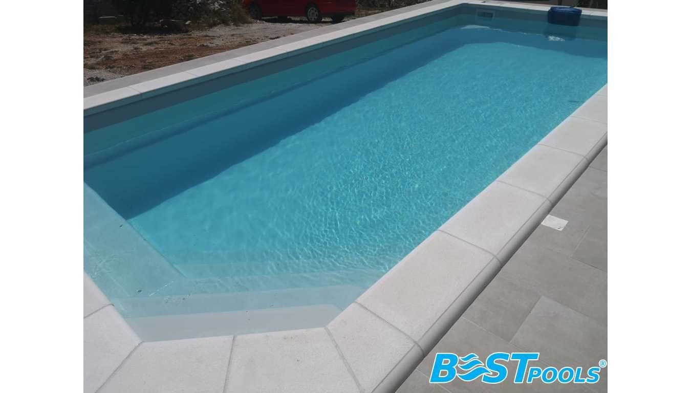 Ogrodowy basen poliestrowy Santorini 7.5x3.5x1.55m z izolacją