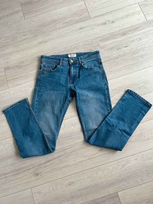 damskie niebieskie skinny jeans rurki rozmiar L