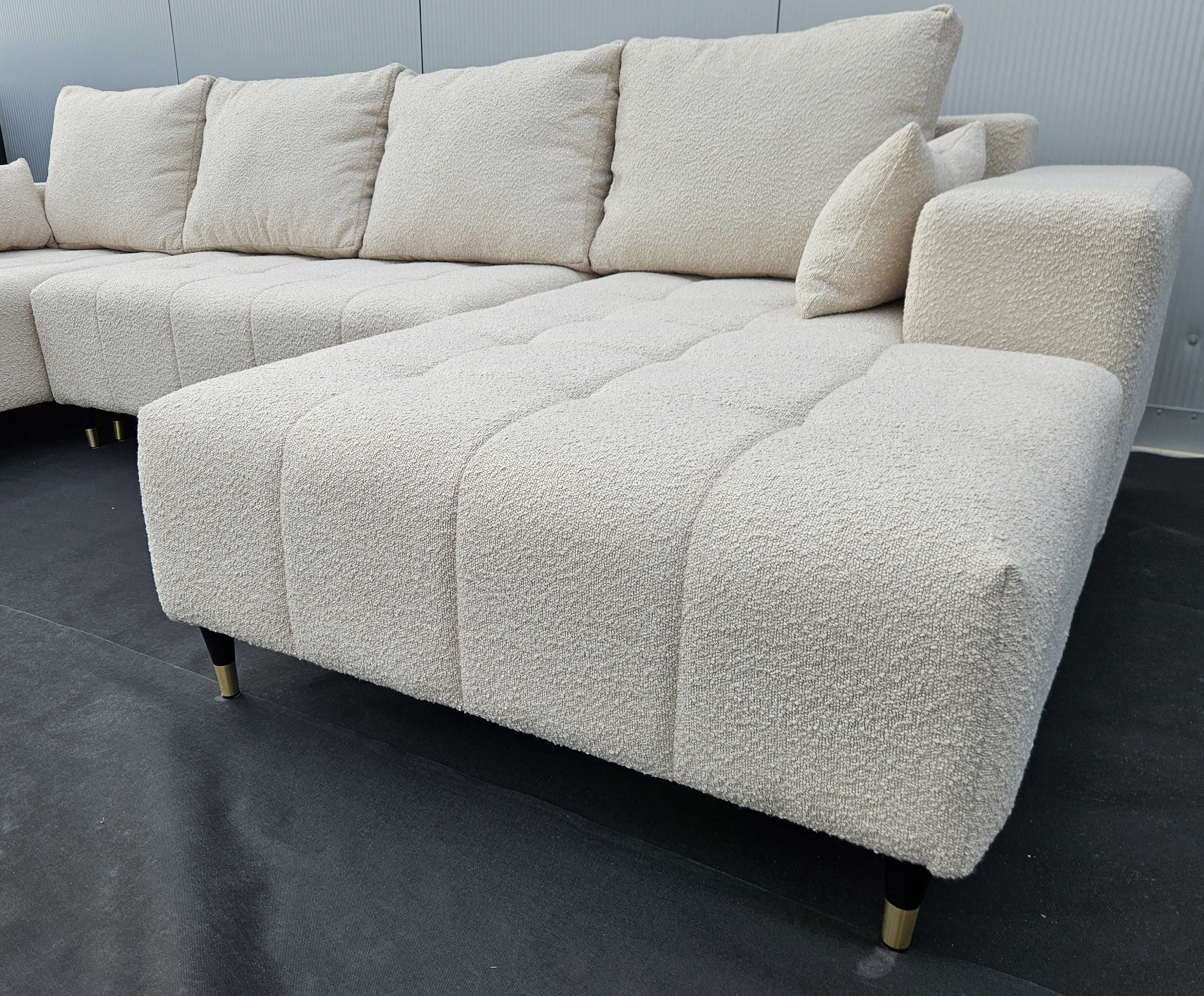 Stylowy narożnik MAGNUM z funkcją spania w eleganckiej tkaninie boucle