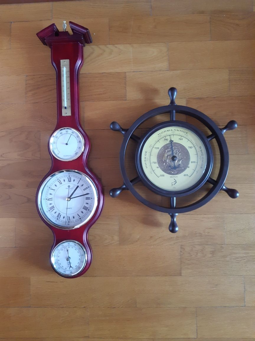 Барометр декоративный с часами, гидрометром и термометром