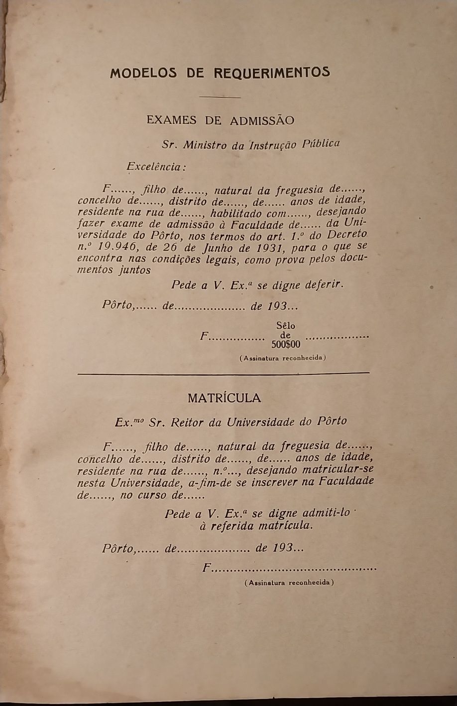 Universidade do Porto -Guia do estudante 1934