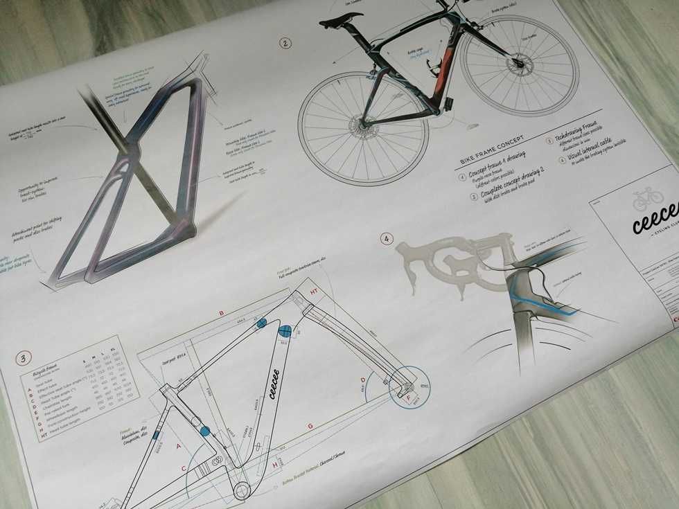 Plakat / poster części rowerowe / mechanika roweru. Rower.