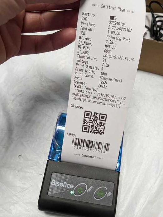 Компактный термопринтер Bisofice BT, беспроводной USB-принтер