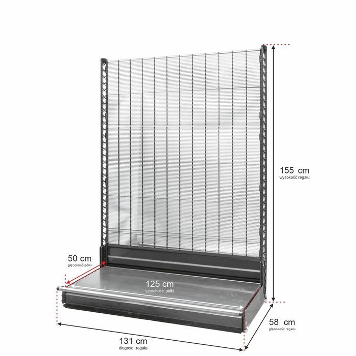 Regał sklepowy WANZL przyścienny H-155 L-131 bez półek moduł bazowy