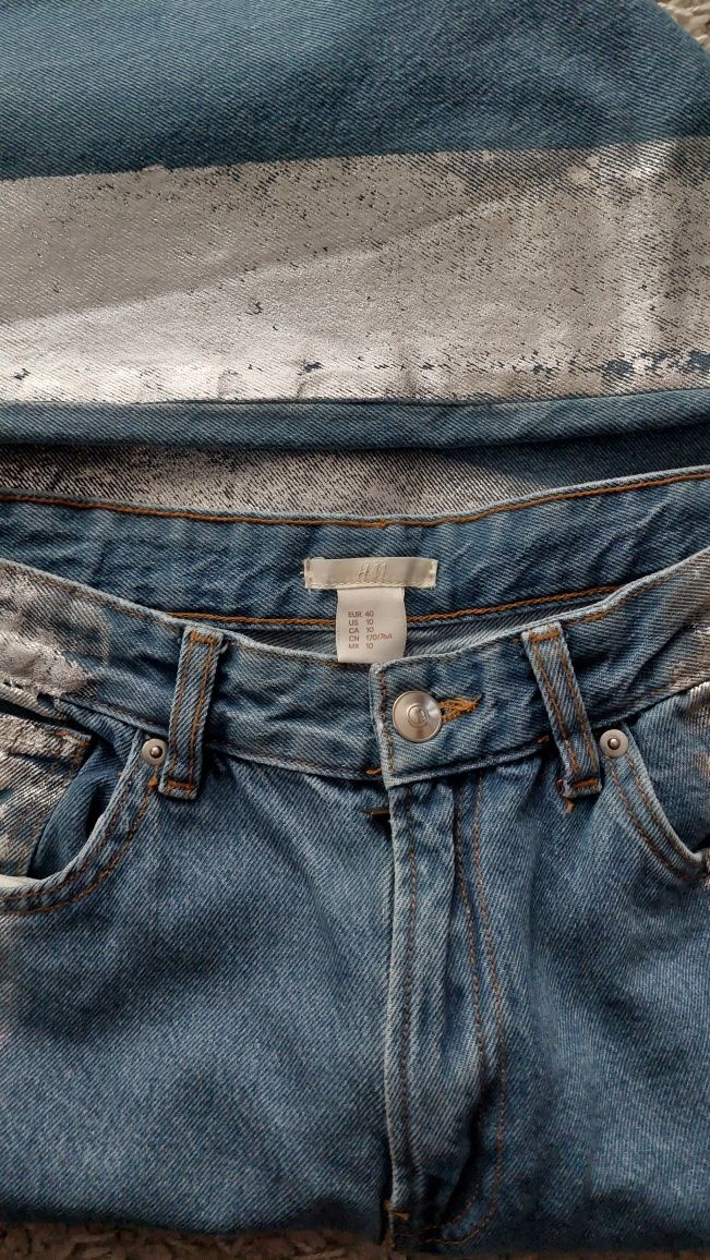 Актуальні джинси H&M з металізованим ефектом, напиленням 38-40 р