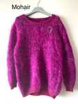 Moherowy sweter fuksja wełniany vintage