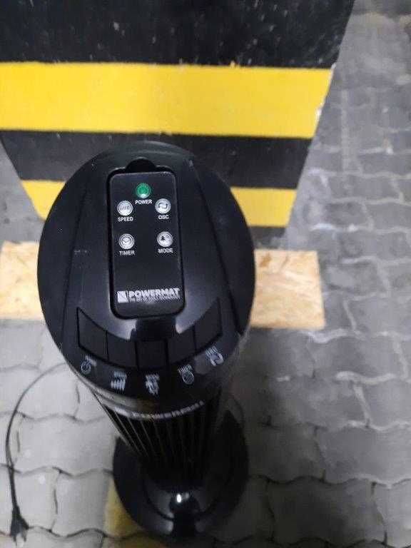 Wentylator POWERMAT kolumnowy z pilotem i timerem , słupek czarny.
