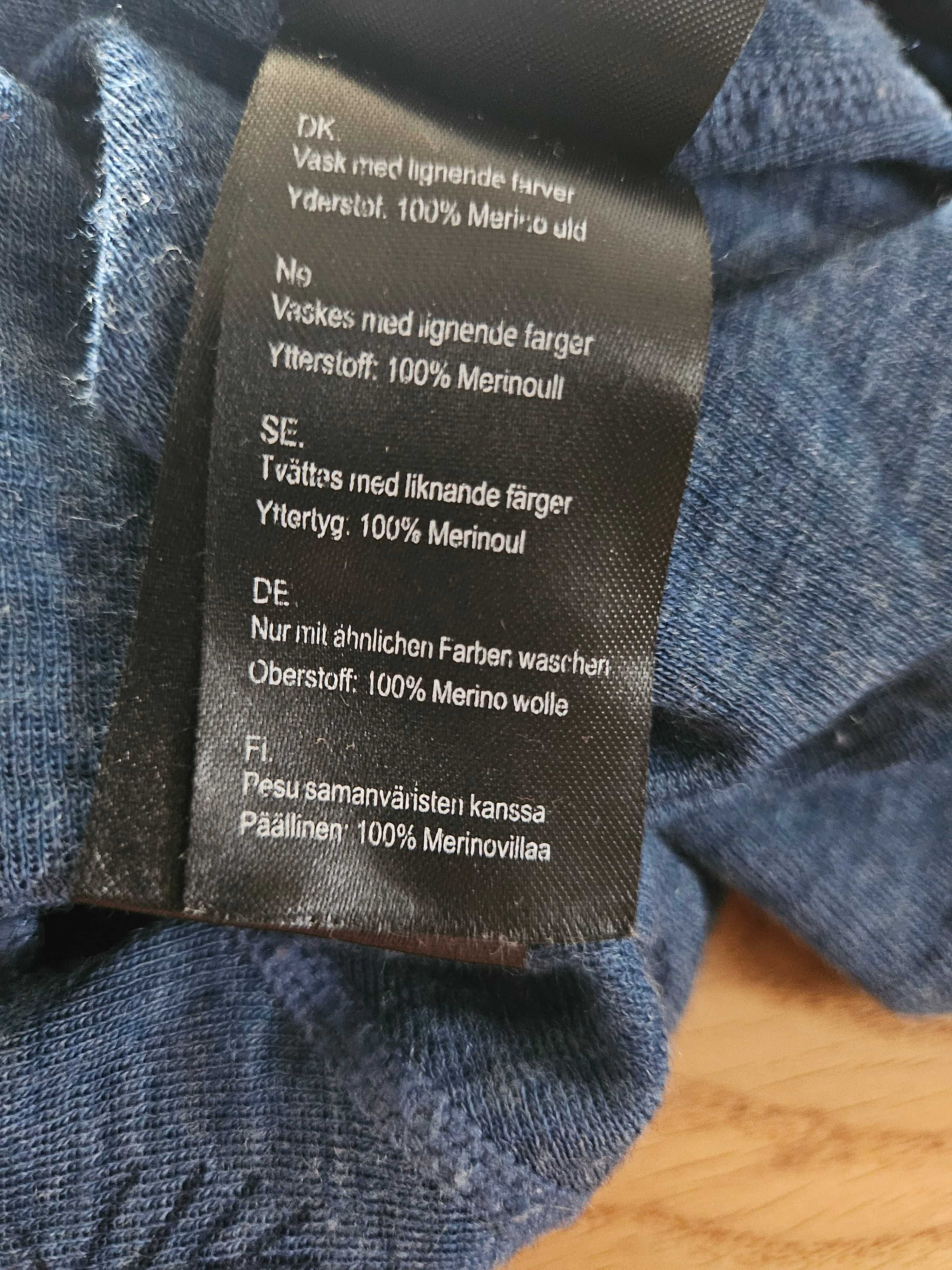 Bluzka długi rękaw nordbjorn merino woll 100% wełna merino granatowa