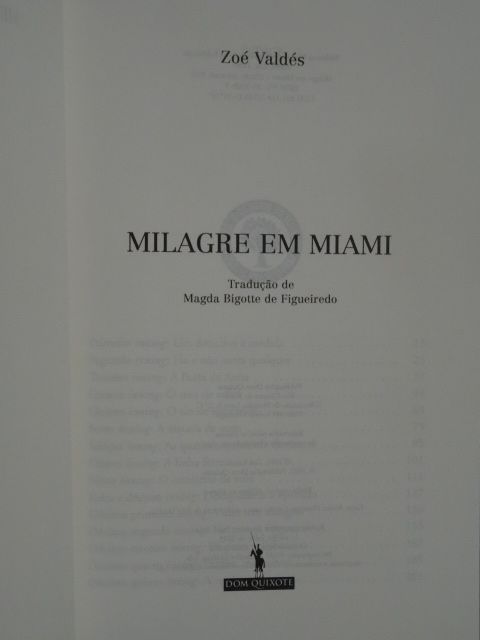Milagre em Miami de Zoé Valdés - 1ª Edição