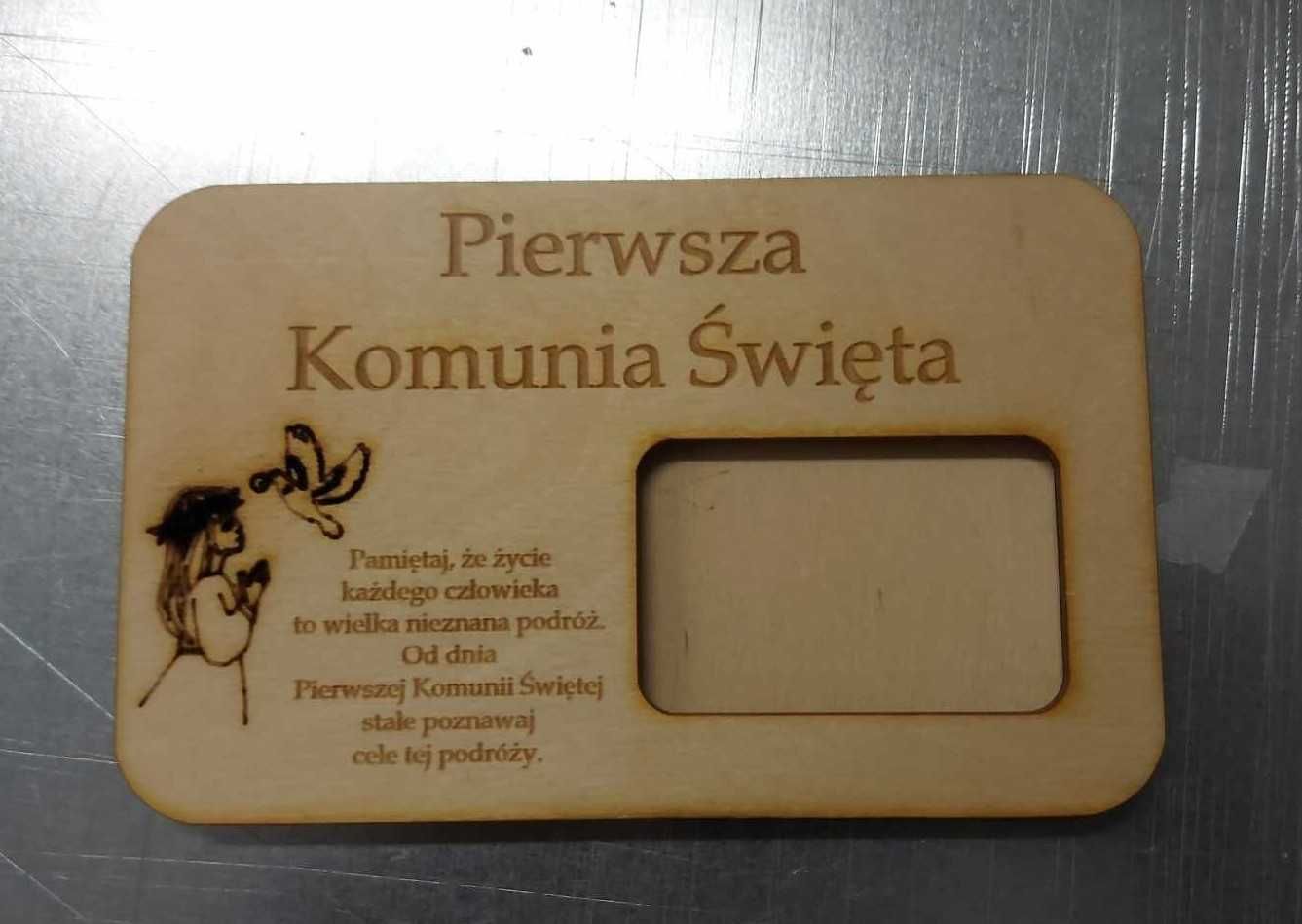 Pamiątka pudełko kasę imię Pierwsza Komunia Święta IHS kielich 10x16cm