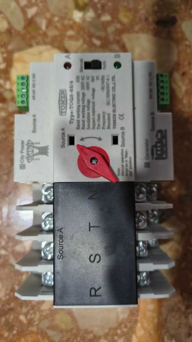 Автоматический ввод резерва. Переключение на генератор TOMZN TOQ5-63\4