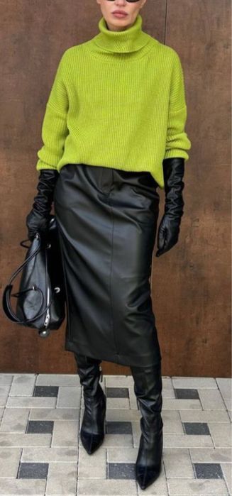 Шкіряна спідниця міді М-л натуральна шкіра