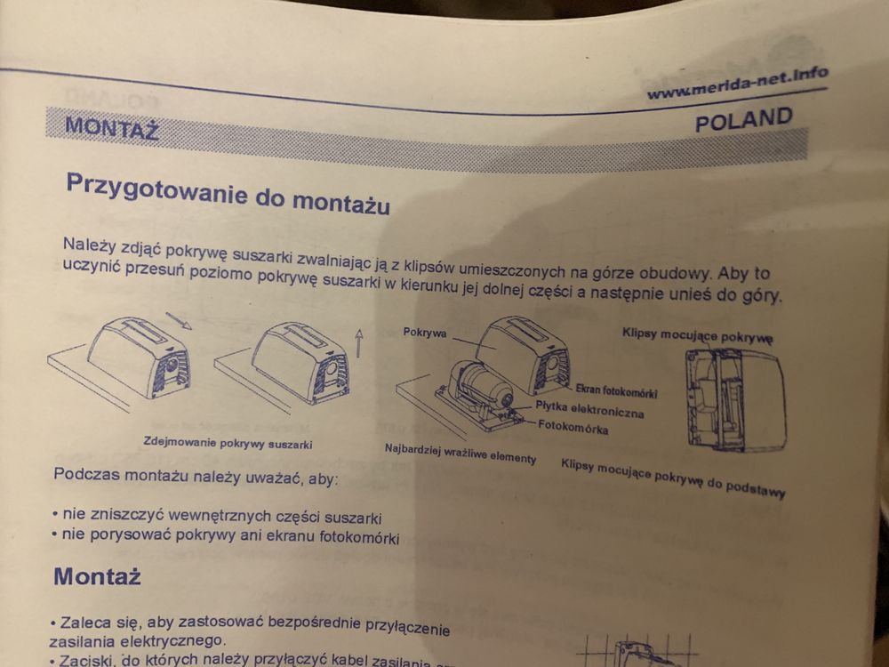 Suszarka Merida do rąk dłoni biała czarna smartflow turbo jet mała