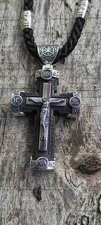 Срібний ланцюг православний набір хрест+шнур