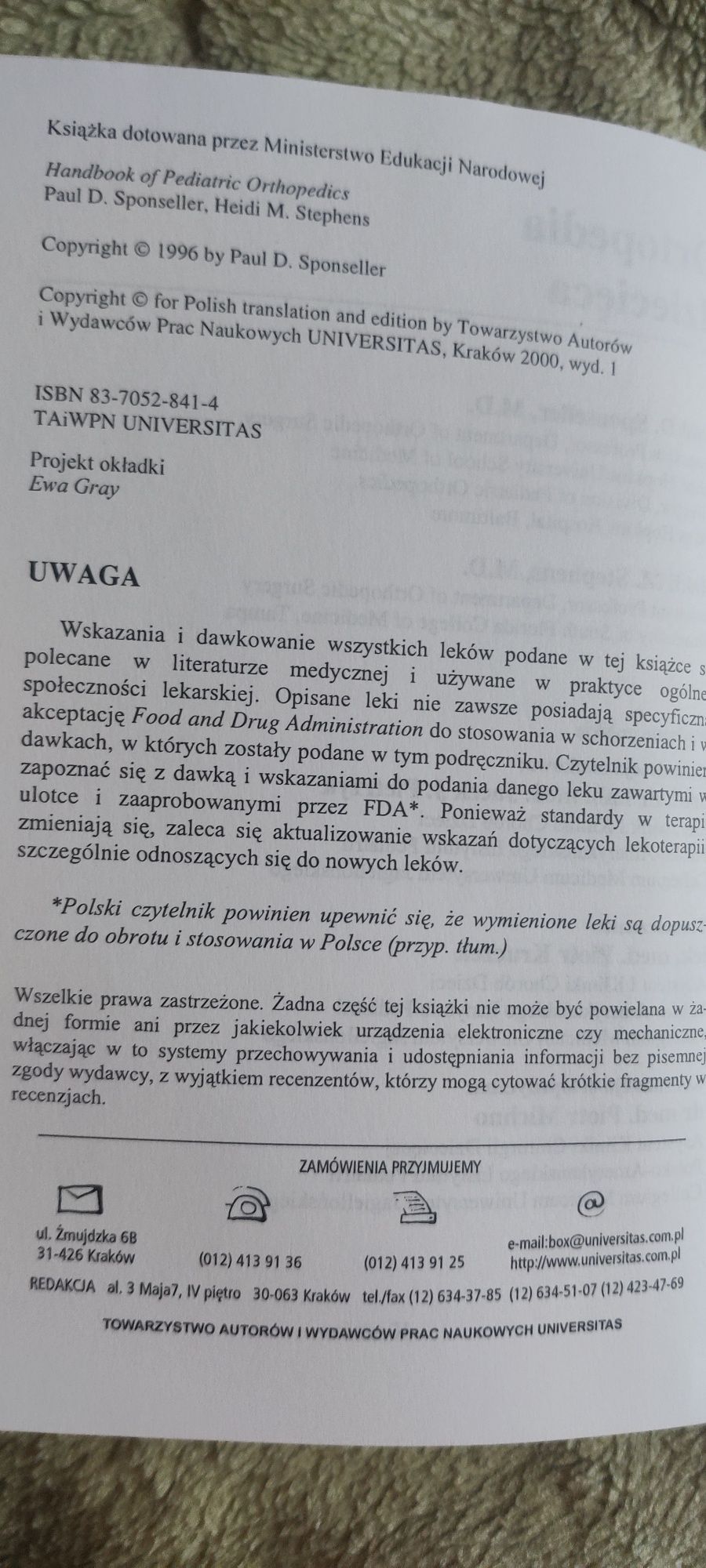 Ortopedia dziecięca, Sponseller, Stephens