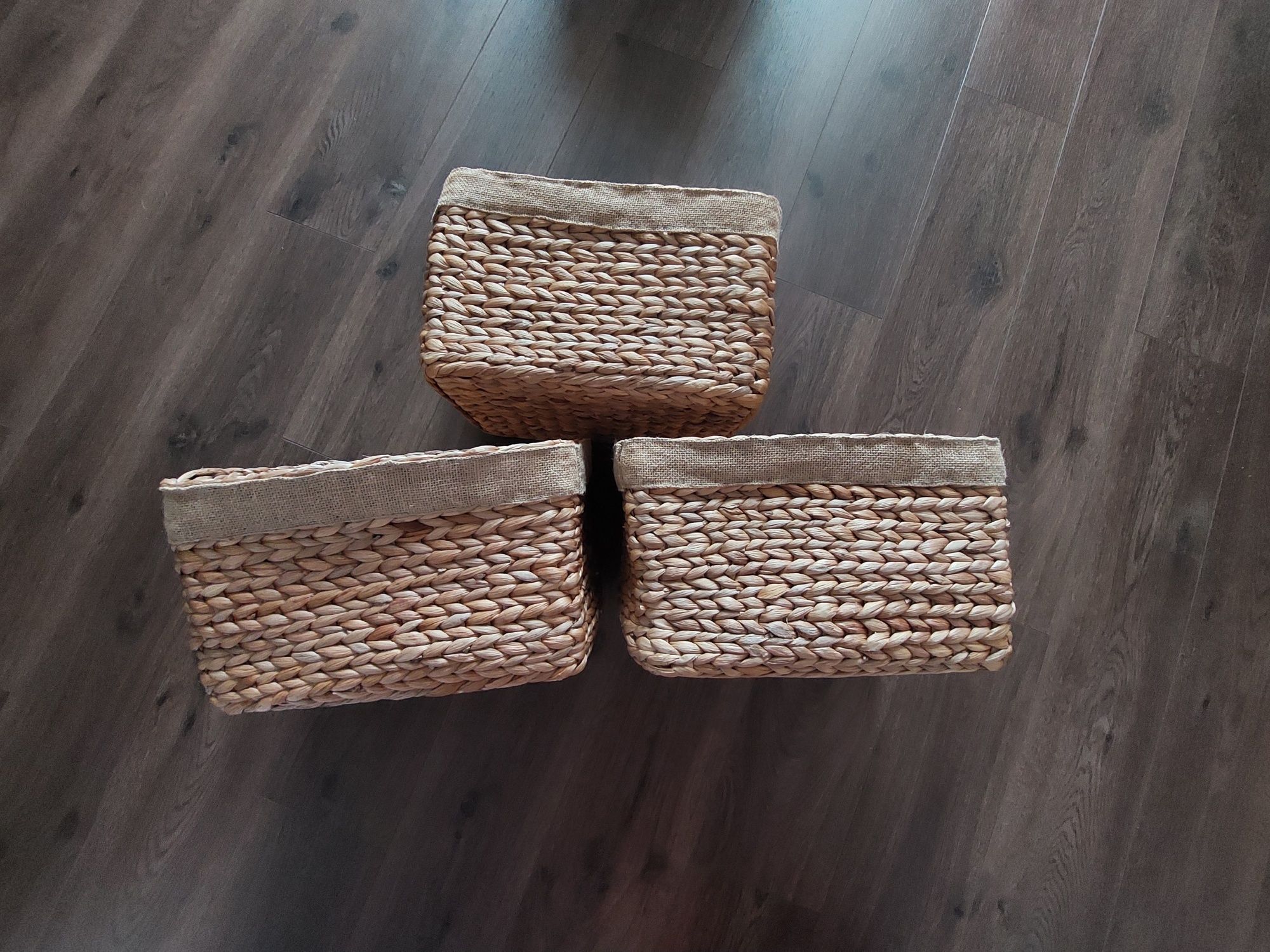 3 kosze pudełka z trzciny