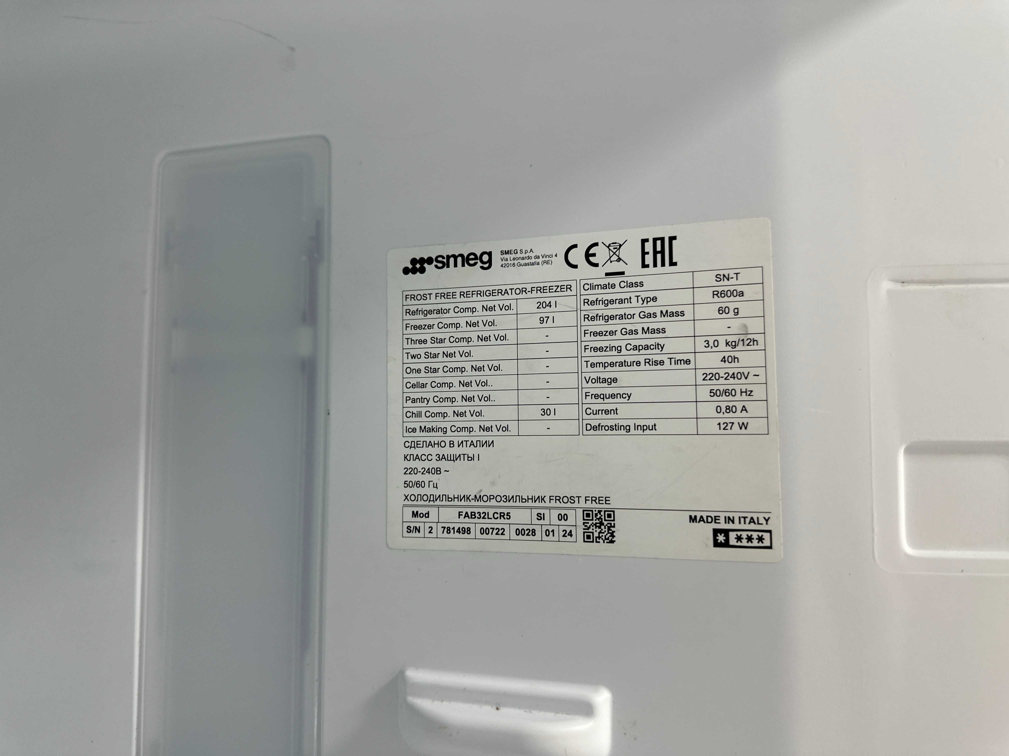 Інстаграмний ретро холодильник Smeg FAB32LCR5 Італія остання модель