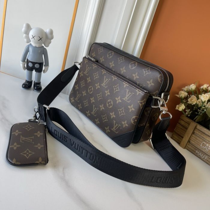 Louis Vuitton 3v1 messenger 3в1 сумка трио мужская коричневая кожаная