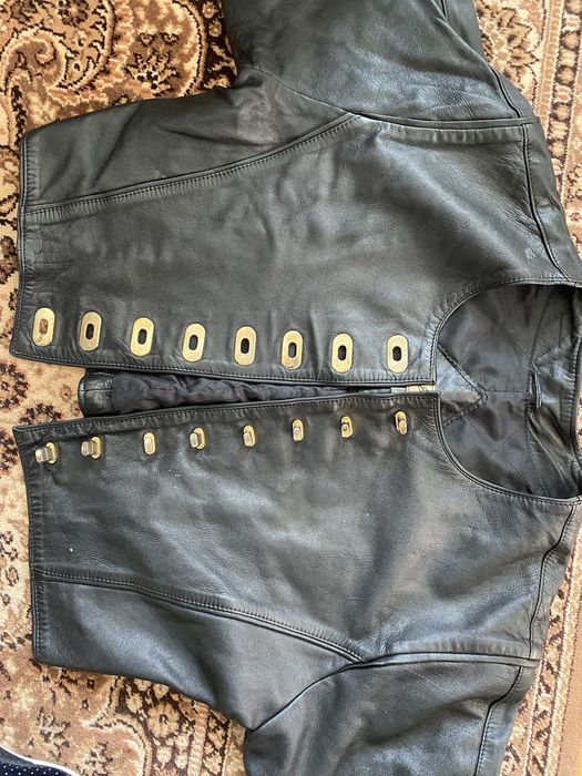 Spódnica midi i kurtka z czarnej  skóry