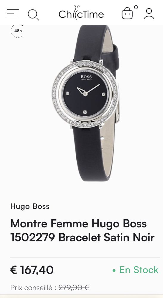 Montre Femme Hugo Boss Bracelet Satin Noir