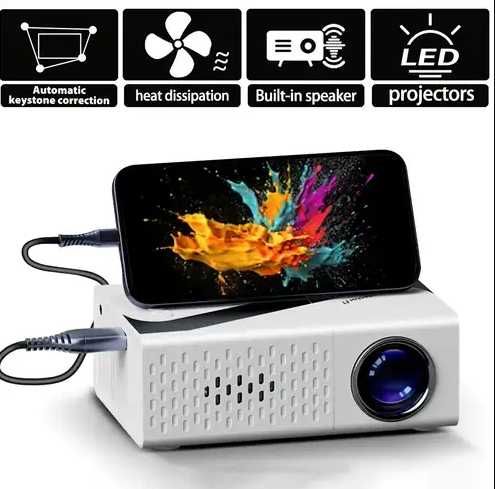 Mini projektor LED TFT LCD 1080p HDMI USB AV 24-60 cali