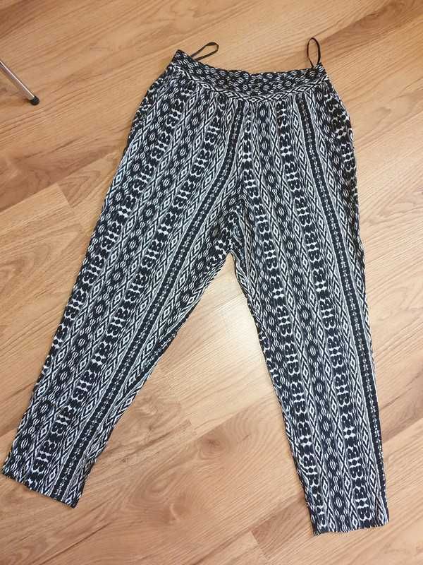Przewiewne spodnie na lato F&F S/M dla niskiej/przed kostkę boho indie