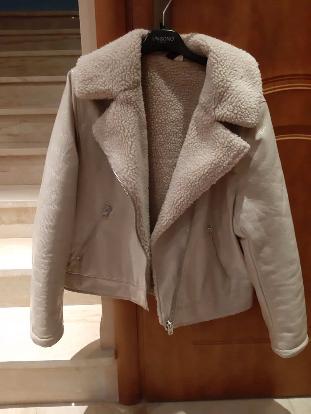 Kurtka kożuszek M misio zima hm h&m damska ecru biała boho zima święta
