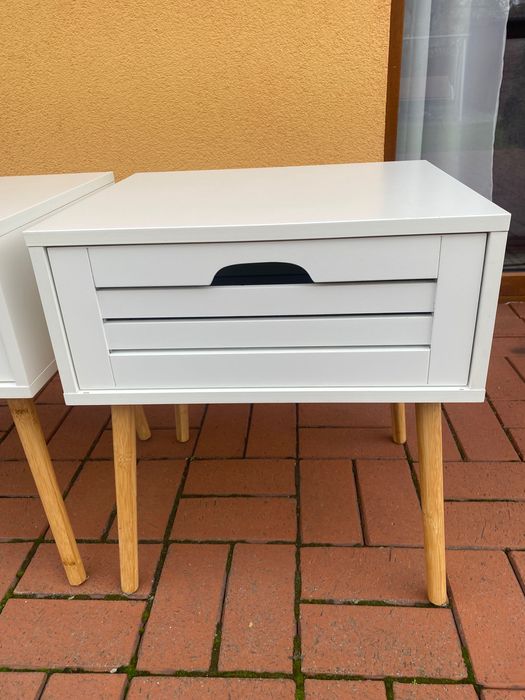 Stoliki nocne BROBY 1 szuflada kolor bambusu/biały