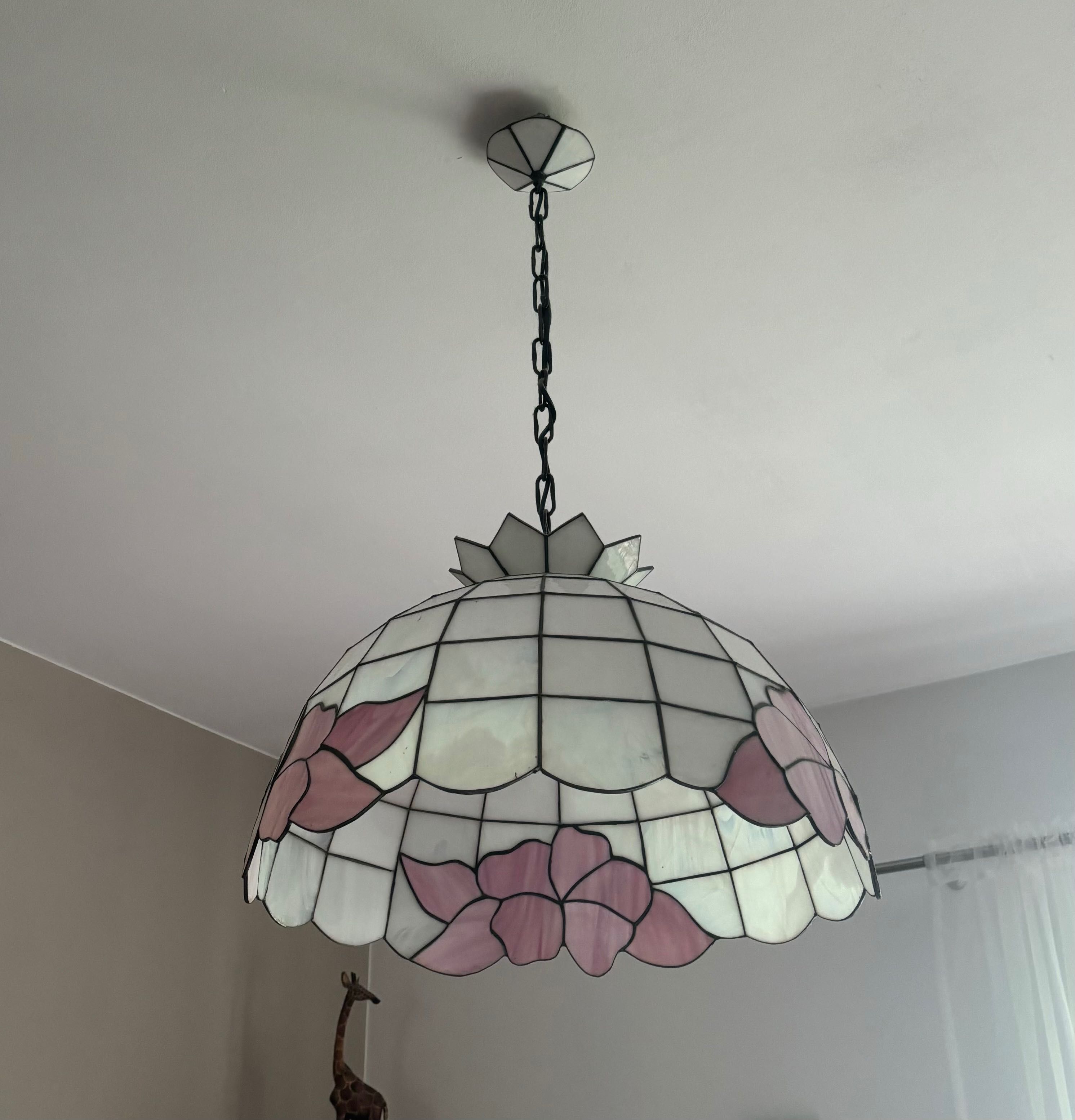 Zestaw lampa + dwa kinkiety witrażowe