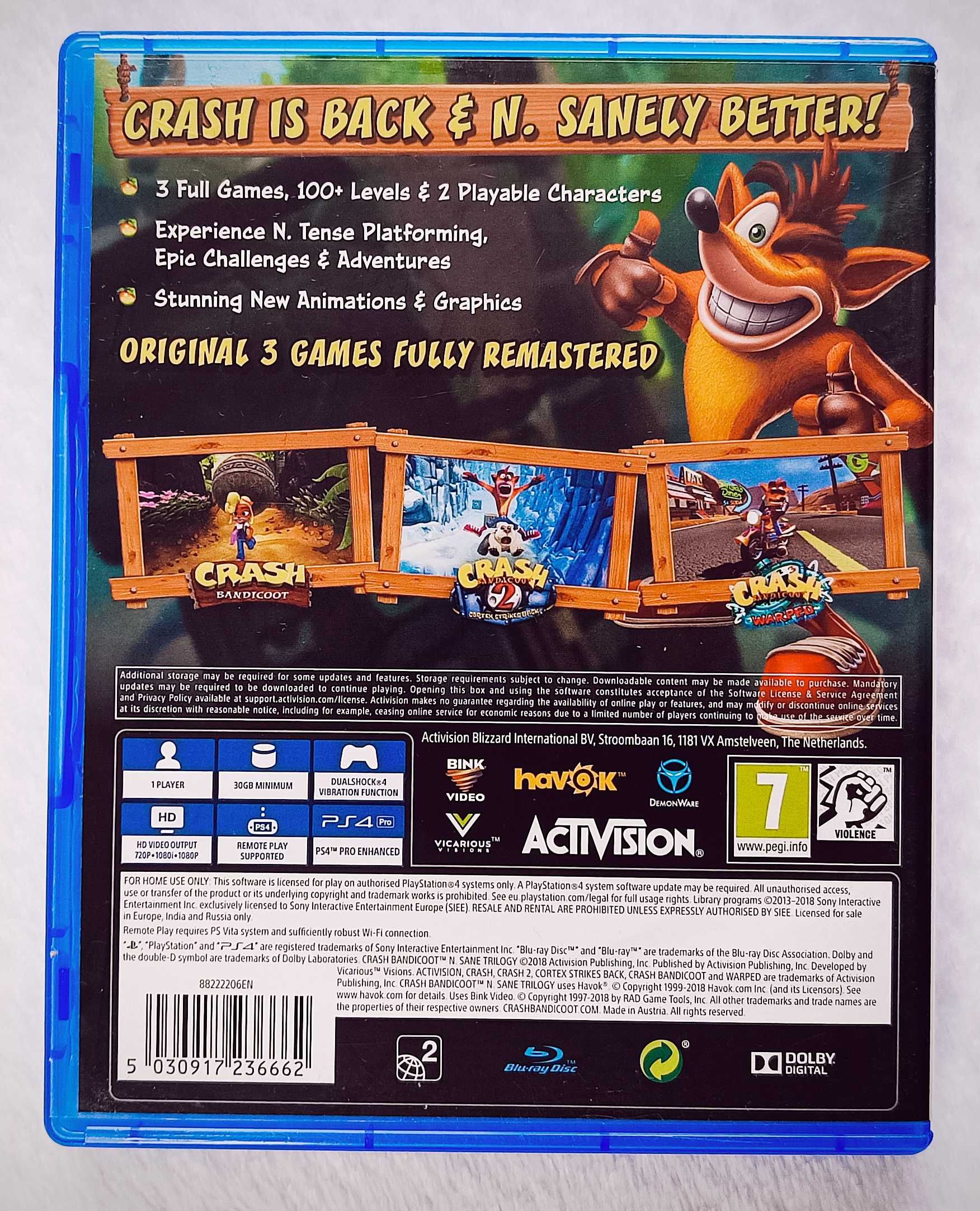 Crash Bandicoot N. Sane Trilogy Trylogia PS4