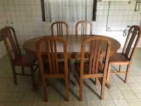 Mesa de jantar extensível e 6 cadeiras
