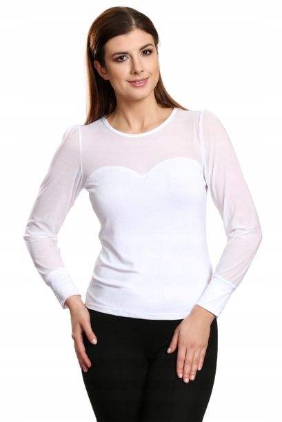 Violana Biała Bluzka Długi Rękaw R. Xl