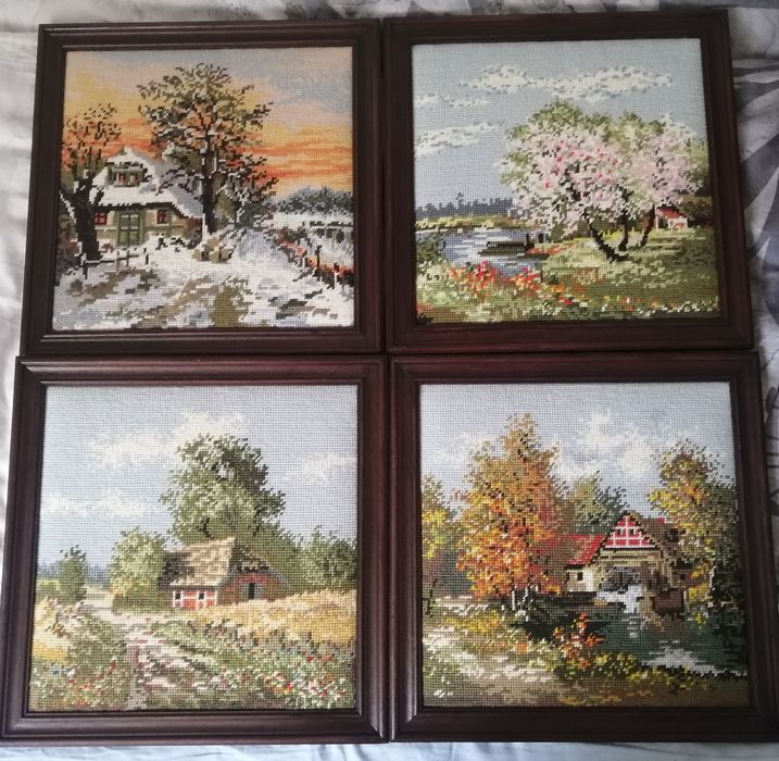 Вышивка, вышитая картина времена года, вишивка пори року