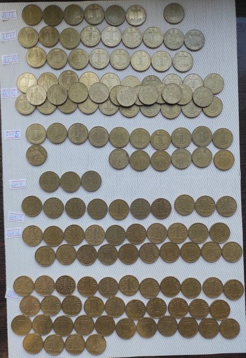 Монети України обігові 1992-2025р.(1,2,5,25,50коп. 1грн.) року