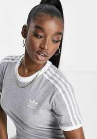 Футболка жіноча Adidas 3 Stripes оригінал сіра Адідас нова